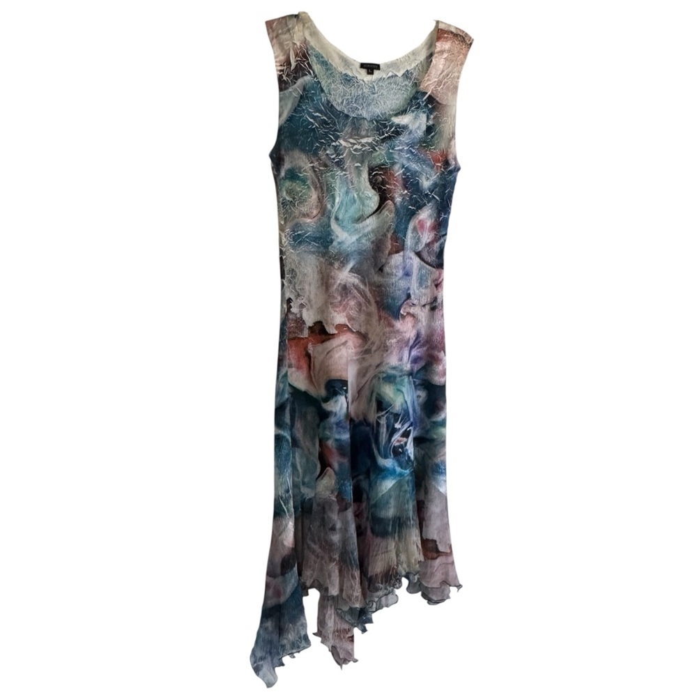 Komarov Sleeveless Scoop Neck Long Dress Asymmetrical Hem Size L